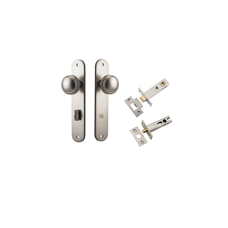 Paddington Knob - Oval Backplate Privacy Kit with Privacy Turn Satin Nickel / Solid Brass