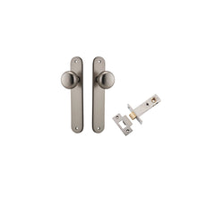 Cambridge Knob - Oval Backplate Passage Kit Satin Nickel / Solid Brass