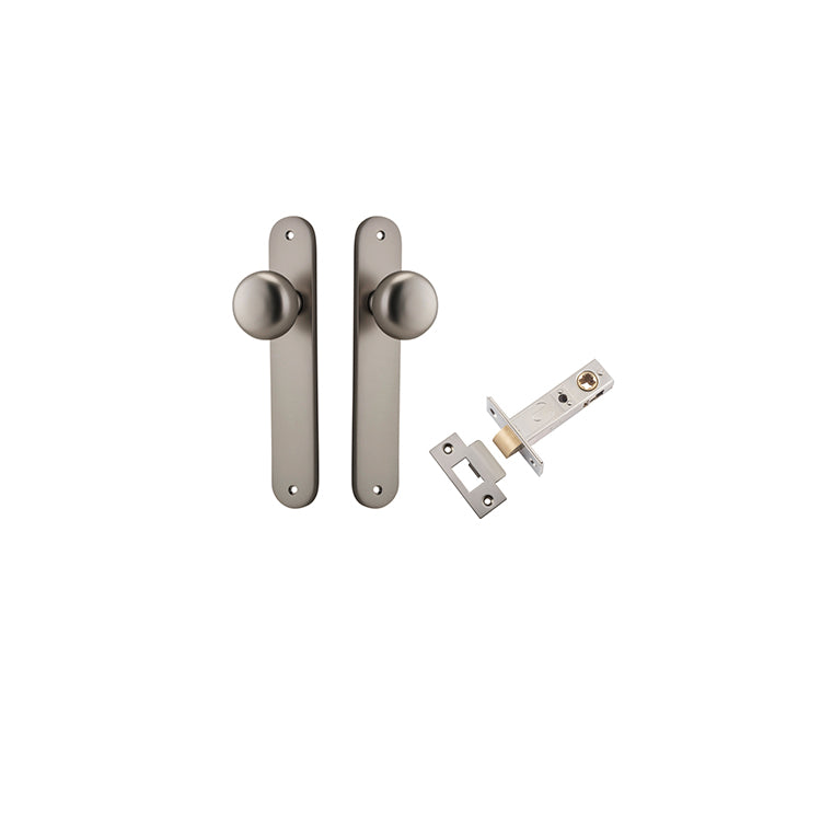 Cambridge Knob - Oval Backplate Passage Kit Satin Nickel / Solid Brass