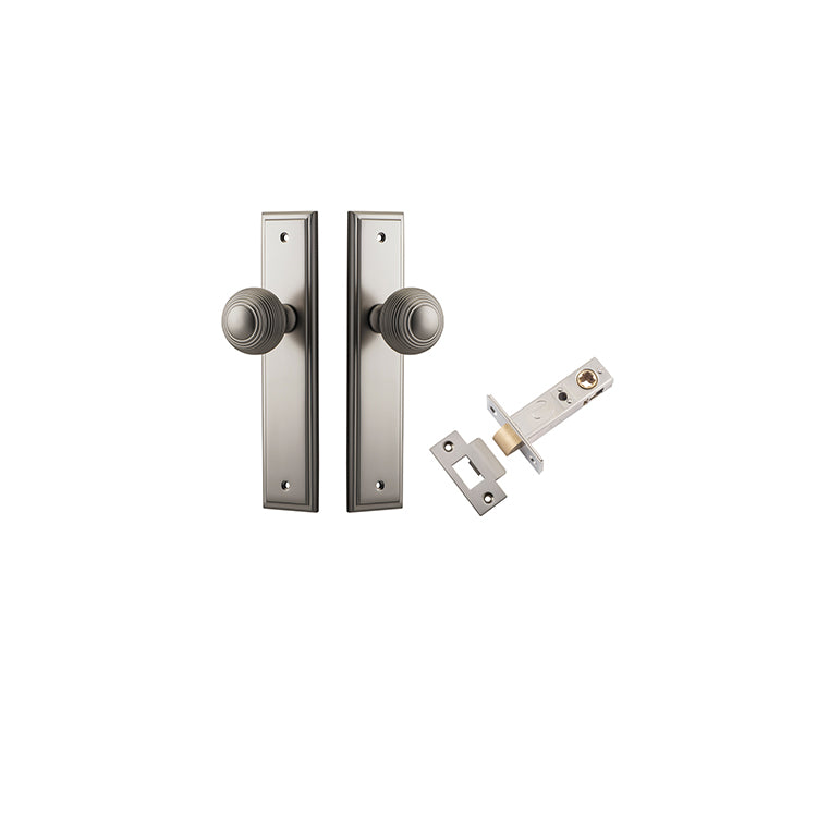 Guildford Knob - Stepped Backplate Passage Kit Satin Nickel / Solid Brass