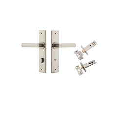 Osaka Lever - Chamfered Backplate Privacy Kit with Privacy Turn Satin Nickel / Solid Brass