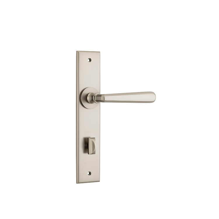 Copenhagen Lever - Chamfered Backplate Satin Nickel / Solid Brass