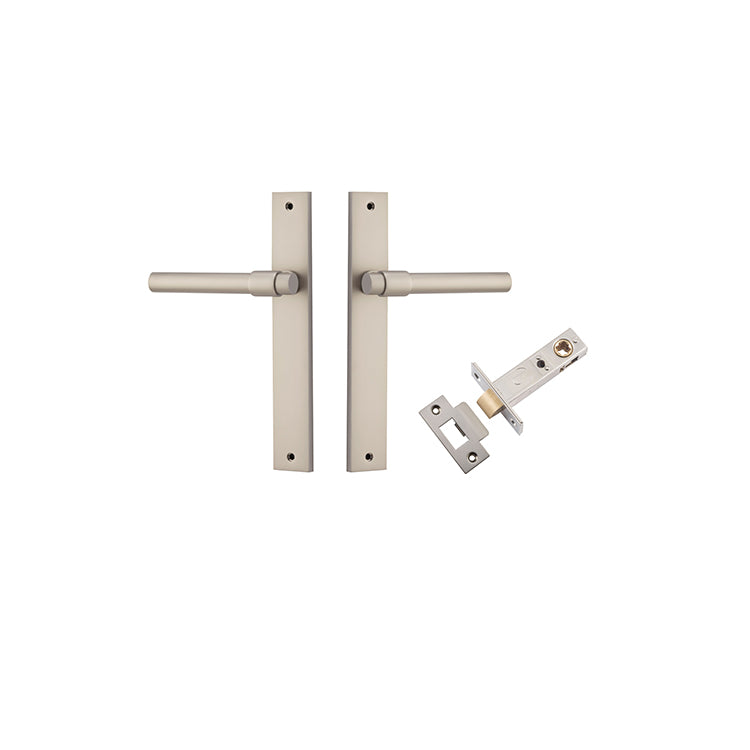 Helsinki Lever - Rectangular Backplate Passage Kit Satin Nickel / Solid Brass