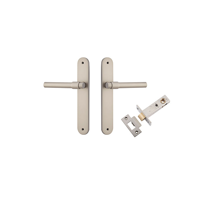 Helsinki Lever - Oval Backplate Passage Kit Satin Nickel / Solid Brass
