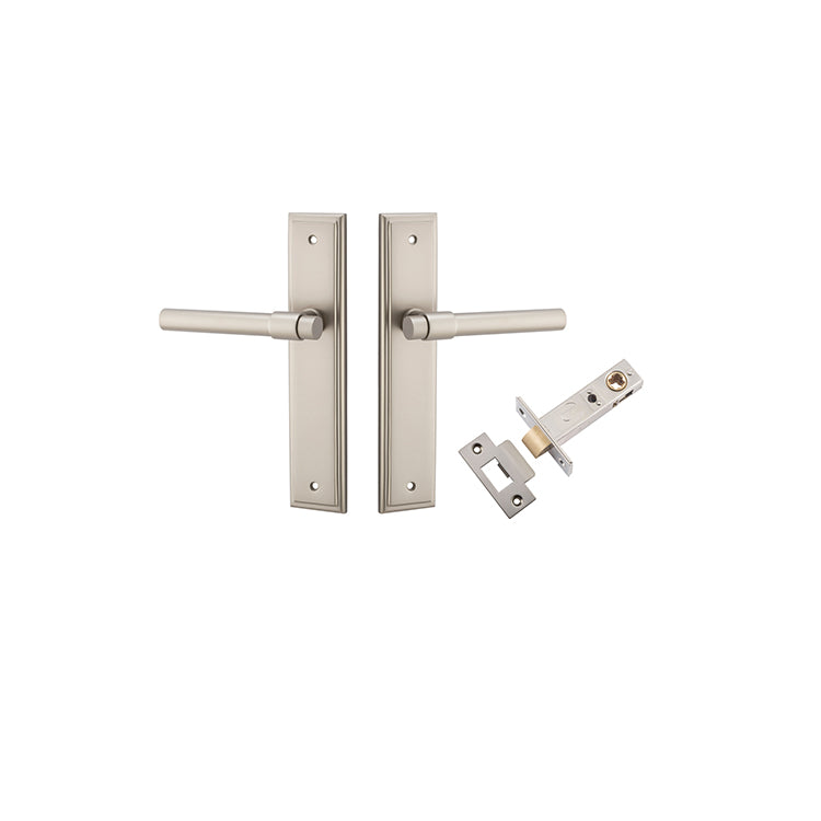 Helsinki Lever - Stepped Backplate Passage Kit Satin Nickel / Solid Brass