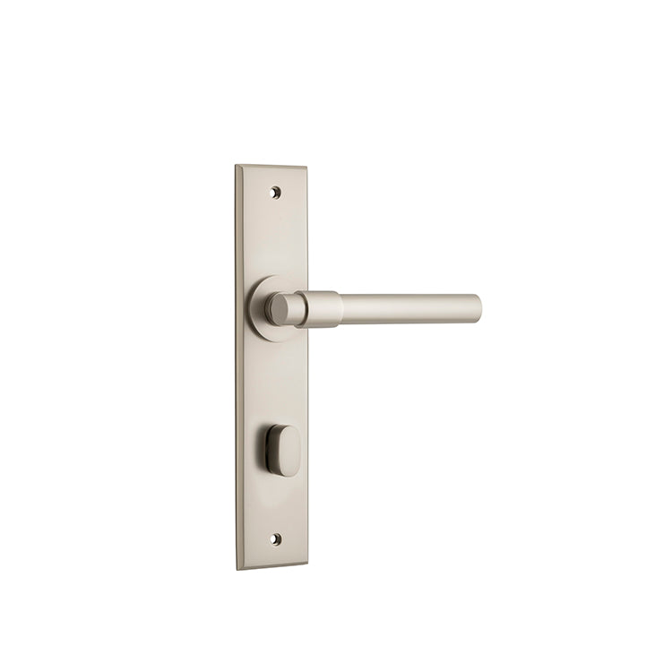 Helsinki Lever - Chamfered Backplate Satin Nickel / Solid Brass