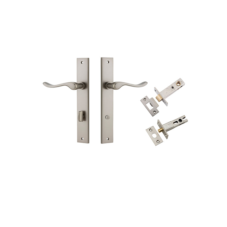 Stirling Lever - Rectangular Backplate Privacy Kit with Privacy Turn Satin Nickel / Solid Brass