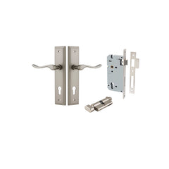 Stirling Lever - Stepped Backplate Entrance Kit with High Security Lock Satin Nickel / Solid Brass