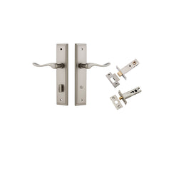 Stirling Lever - Stepped Backplate Privacy Kit with Privacy Turn Satin Nickel / Solid Brass