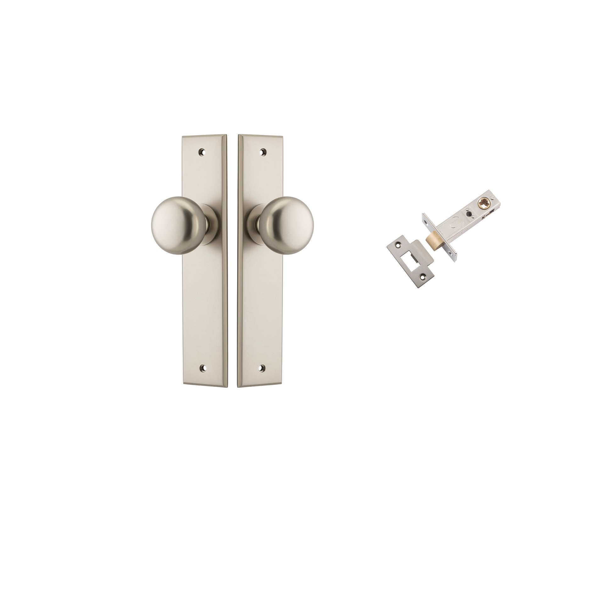 Cambridge  Knob - Chamfered Backplate Passage Kit Satin Nickel / Solid Brass