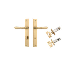 Sarlat Lever - Rectangular Backplate Privacy Kit with Privacy Turn Satin Brass / Solid Brass