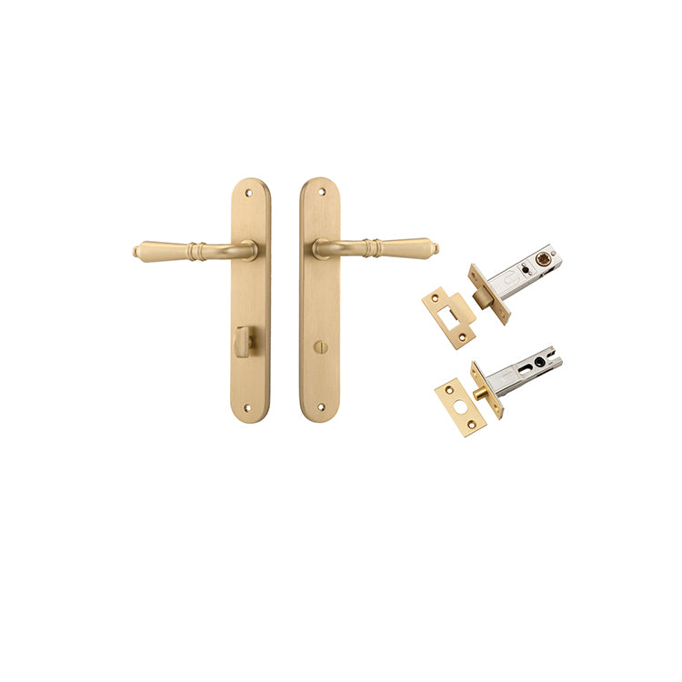 Sarlat Lever - Oval Backplate Privacy Kit with Privacy Turn Satin Brass / Solid Brass