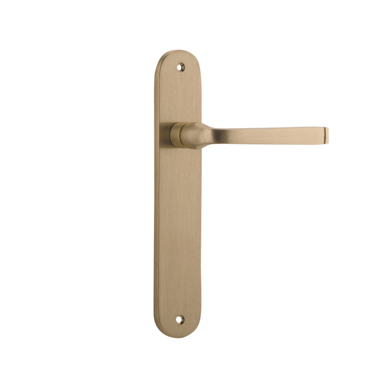 Annecy Lever - Oval Backplate (Handle Set Only) Satin Brass / Forged Brass / Passage
