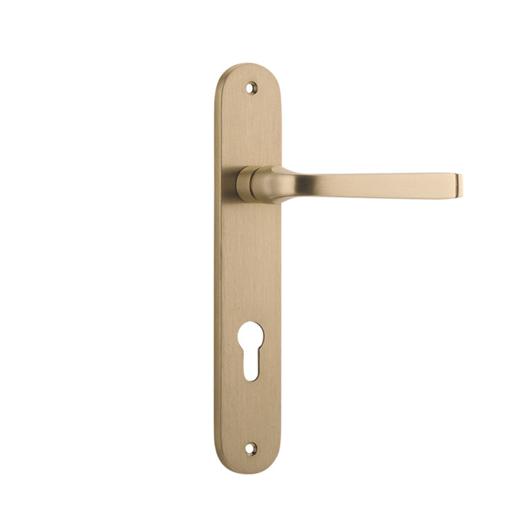Annecy Lever - Oval Backplate (Handle Set Only) Satin Brass / Forged Brass / Entrance