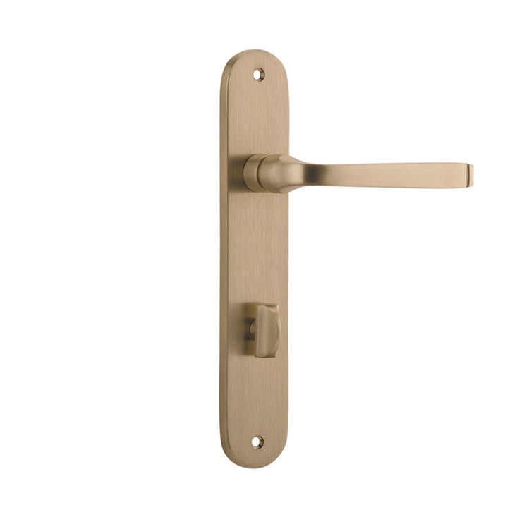 Annecy Lever - Oval Backplate (Handle Set Only) Satin Brass / Forged Brass / Privacy