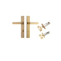 Bronte Lever - Rectangular Backplate Privacy Kit with Privacy Turn Satin Brass / Solid Brass