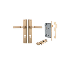 Berlin Lever - Rectangular Backplate Entrance Kit with High Security Lock Satin Brass / Solid Brass