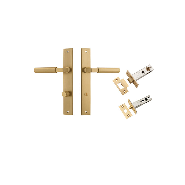 Berlin Lever - Rectangular Backplate Privacy Kit Satin Brass / Solid Brass