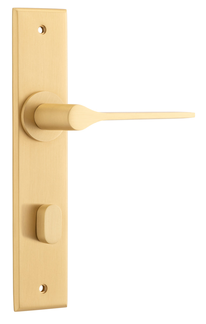 Como Lever - Chamfered Backplate Satin Brass / Brass