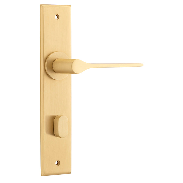 Como Lever - Chamfered Backplate Satin Brass / Brass