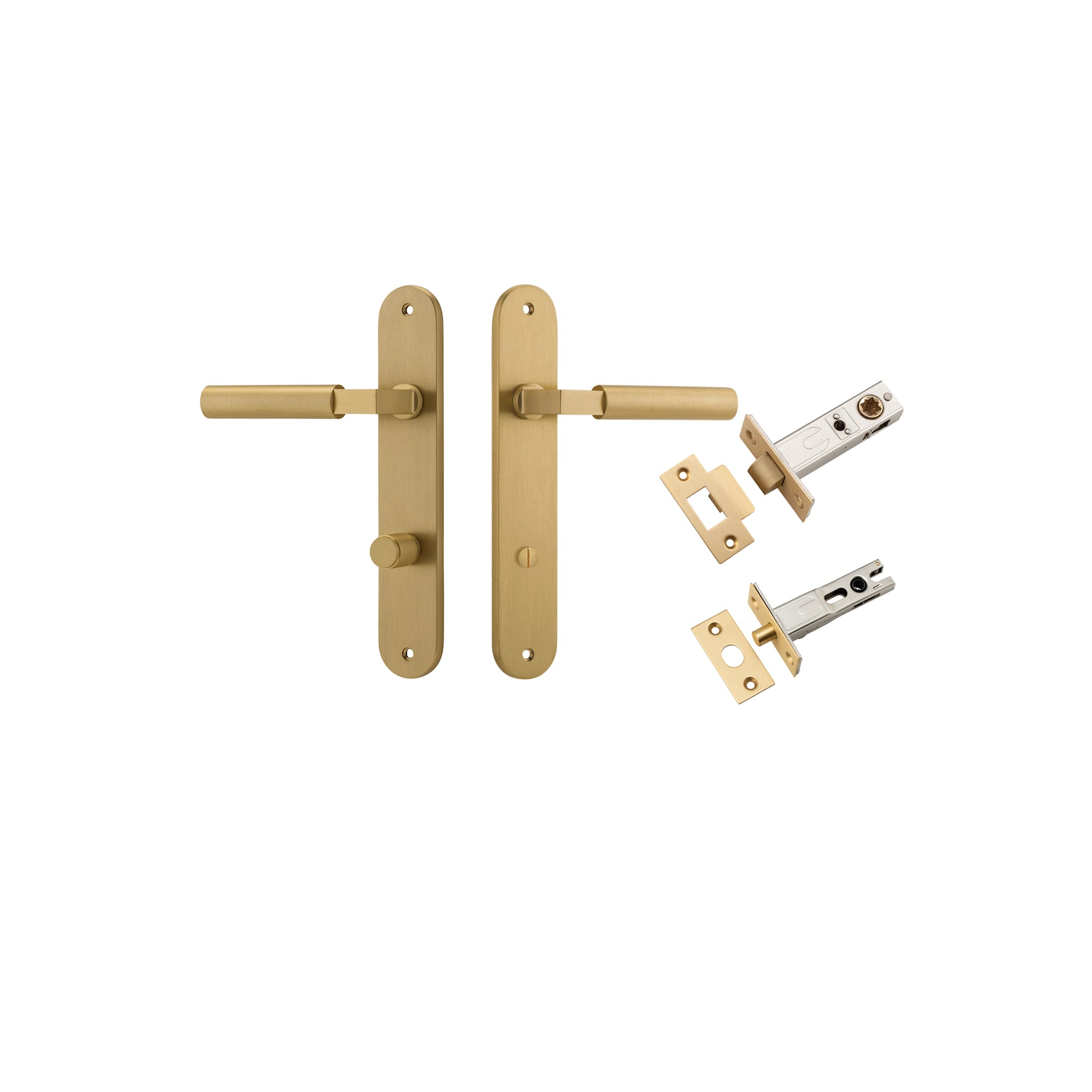 Berlin Lever - Oval Backplate Privacy Kit Satin Brass / Solid Brass