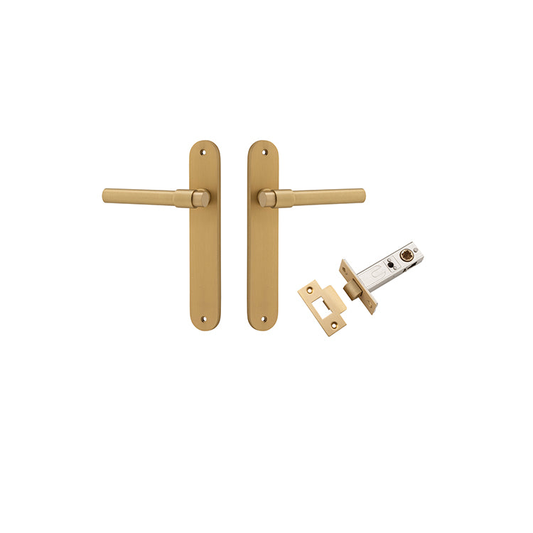 Helsinki Lever - Oval Backplate Passage Kit Satin Brass / Solid Brass