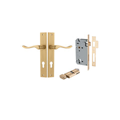 Stirling Lever - Rectangular Backplate Entrance Kit with High Security Lock Satin Brass / Solid Brass