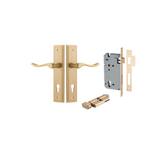 Stirling Lever - Stepped Backplate Entrance Kit with High Security Lock Satin Brass / Solid Brass