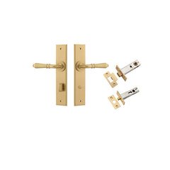 Sarlat Lever - Chamfered Backplate Privacy Kit with Privacy Turn Satin Brass / Solid Brass