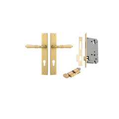 Sarlat Lever - Rectangular Backplate Entrance Kit with High Security Lock Brushed Gold PVD / Solid Brass