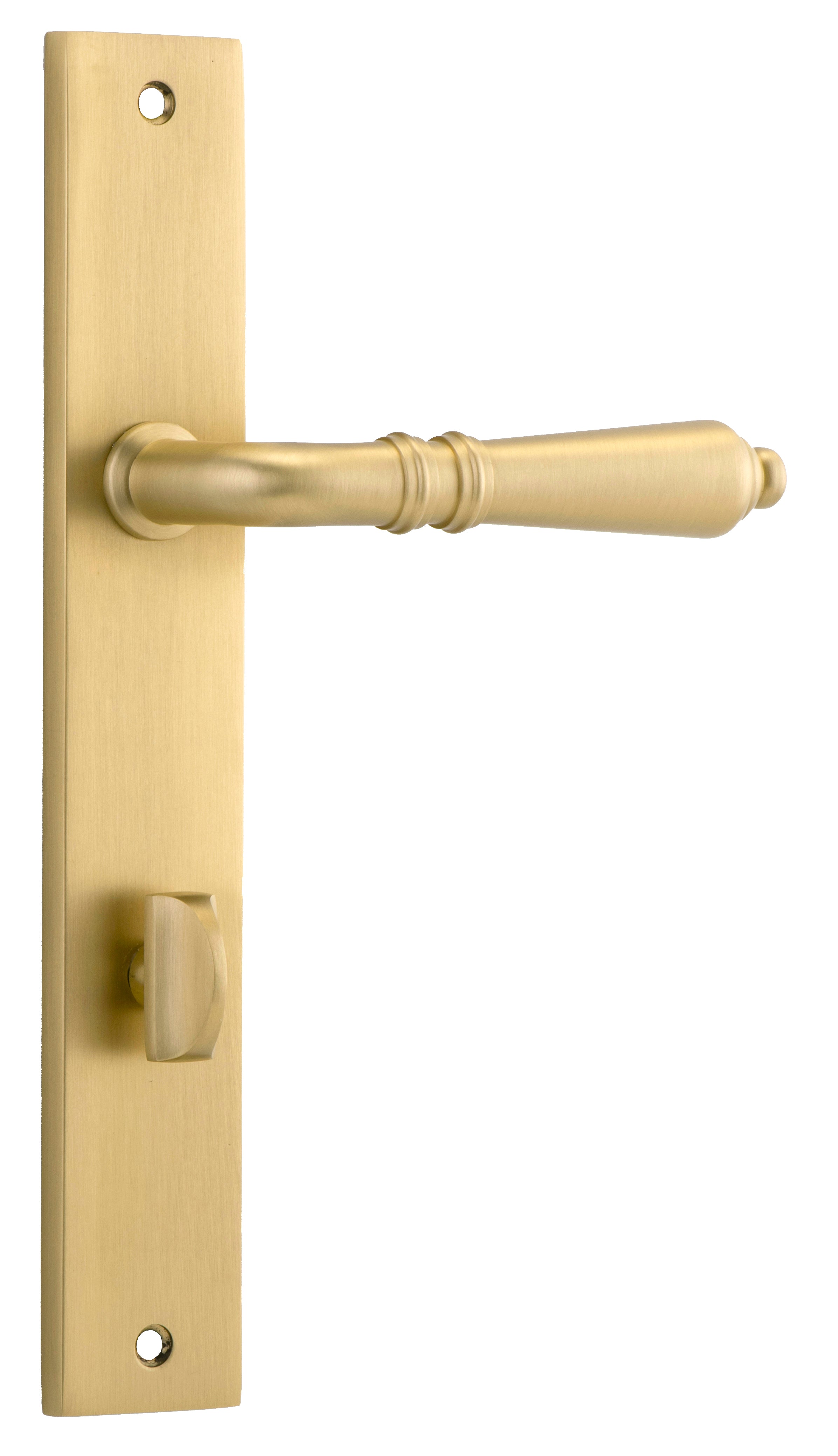Sarlat Lever - Rectangular Backplate Brushed Gold PVD / Solid Brass