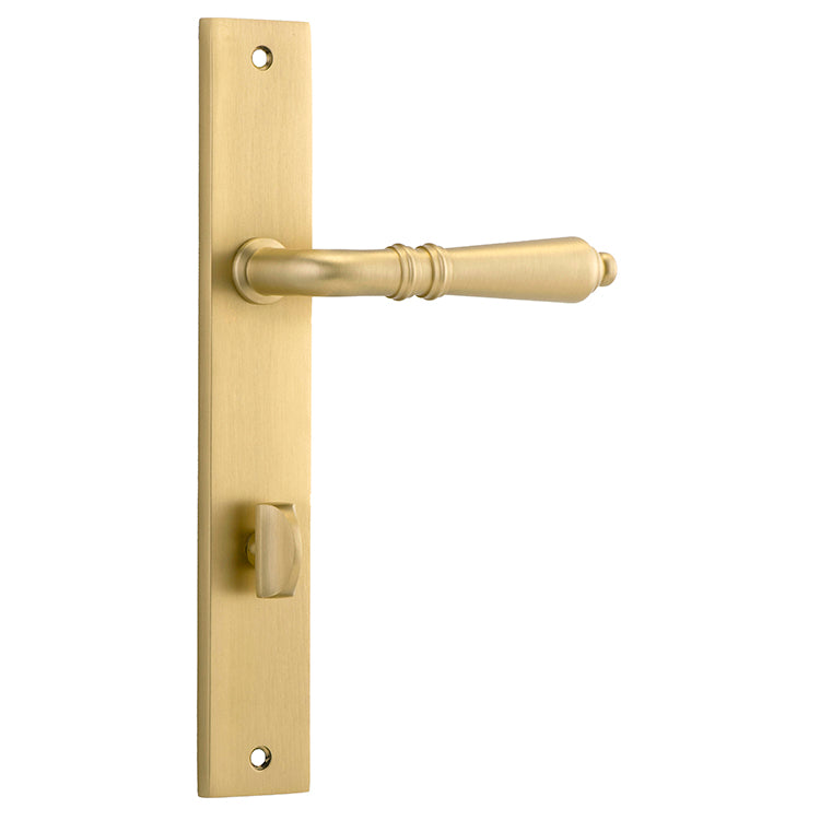 Sarlat Lever - Rectangular Backplate Brushed Gold PVD / Solid Brass