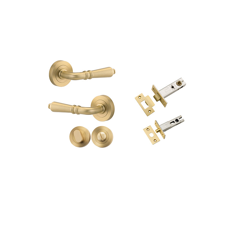 Sarlat Lever - Round Rose with Separate Privacy Turn Brushed Gold PVD / Solid Brass