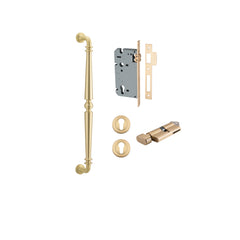 Sarlat Pull Handle - 450mm Entrance Kit with Separate High Security Lock Brushed Gold PVD / Solid Brass