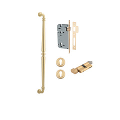 Sarlat Pull Handle - 600mm Entrance Kit with Separate High Security Lock Brushed Gold PVD / Solid Brass