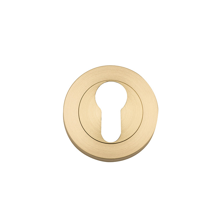 Euro Escutcheons -  Round Brushed Gold PVD / Solid Brass