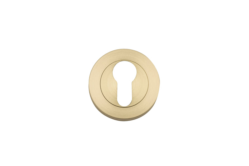 Euro Escutcheons -  Round Brushed Gold PVD / Solid Brass