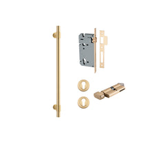 Helsinki Pull Handle - 450mm Entrance Kit with Separate High Security Lock Brushed Gold PVD / Solid Brass