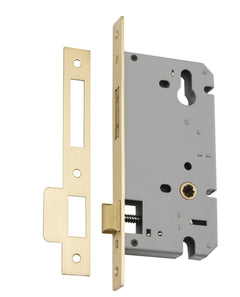 Mortice 85mm Euro Locks - 60mm Backset Brushed Gold PVD / Steel & Sheet Brass