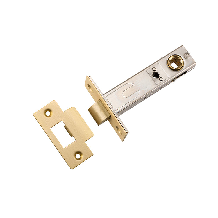 Split Cam Tube Latch - 70mm Backset Brushed Gold PVD / Solid Brass