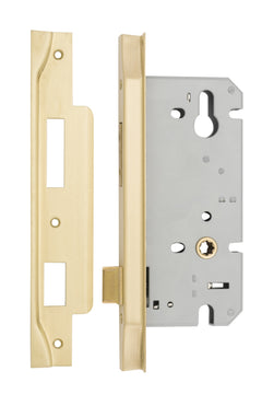 Rebated 85mm Euro Mortice Locks - 60mm Backset Brushed Gold PVD / Steel & Sheet Brass