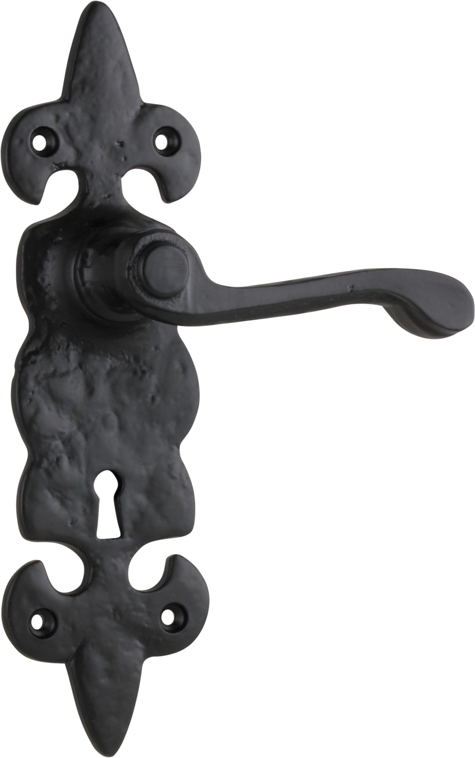 Stratford Lever - Long Backplate Matt Black / Lock | Lock (Skeleton Key)