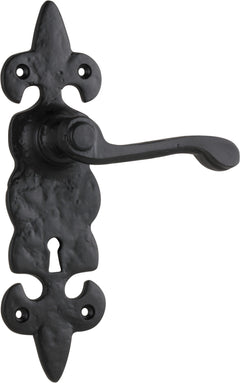 Stratford Lever - Long Backplate Matt Black / Lock | Lock (Skeleton Key)