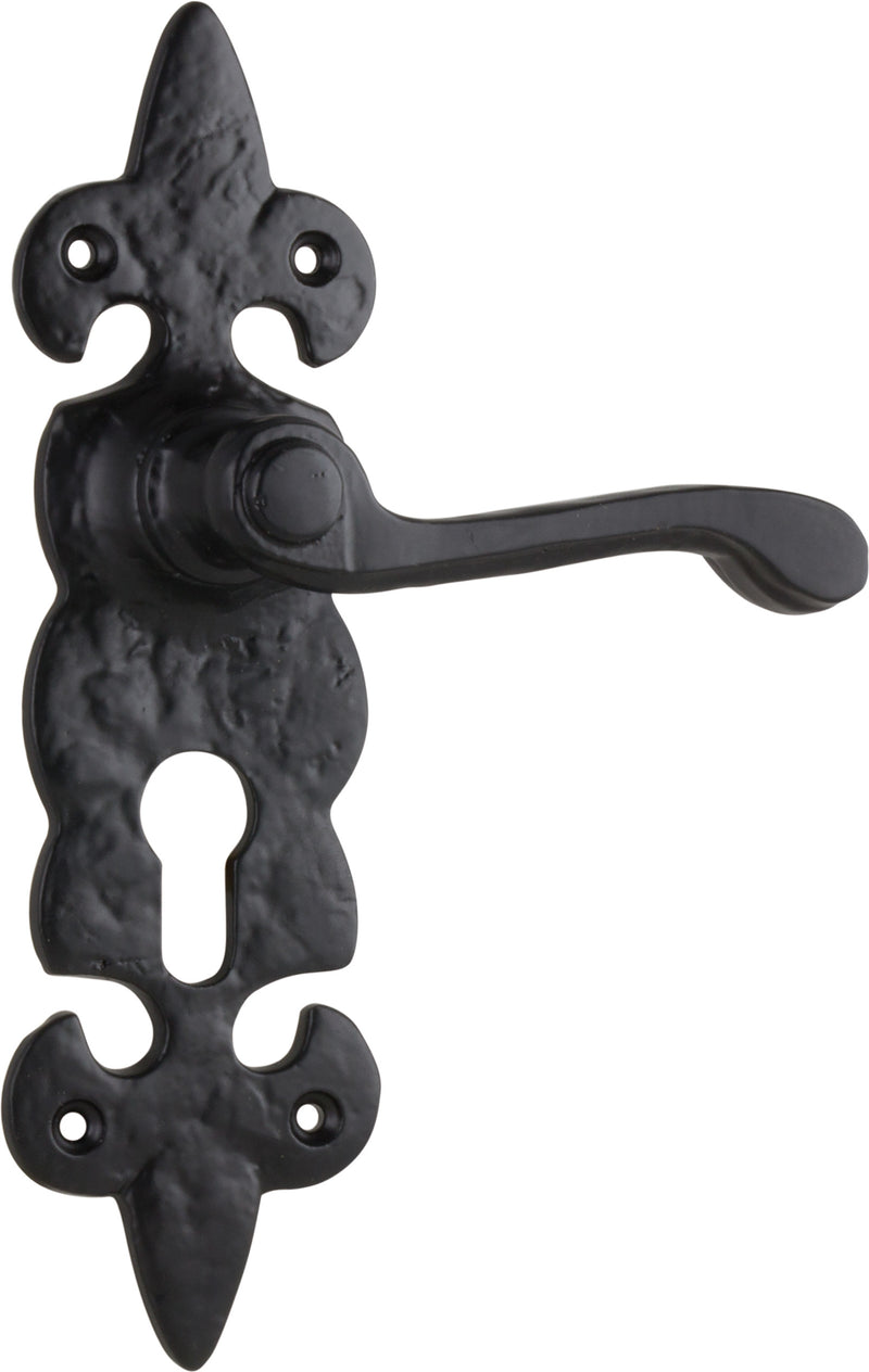 Stratford Lever - Long Backplate Matt Black / Euro | Entrance