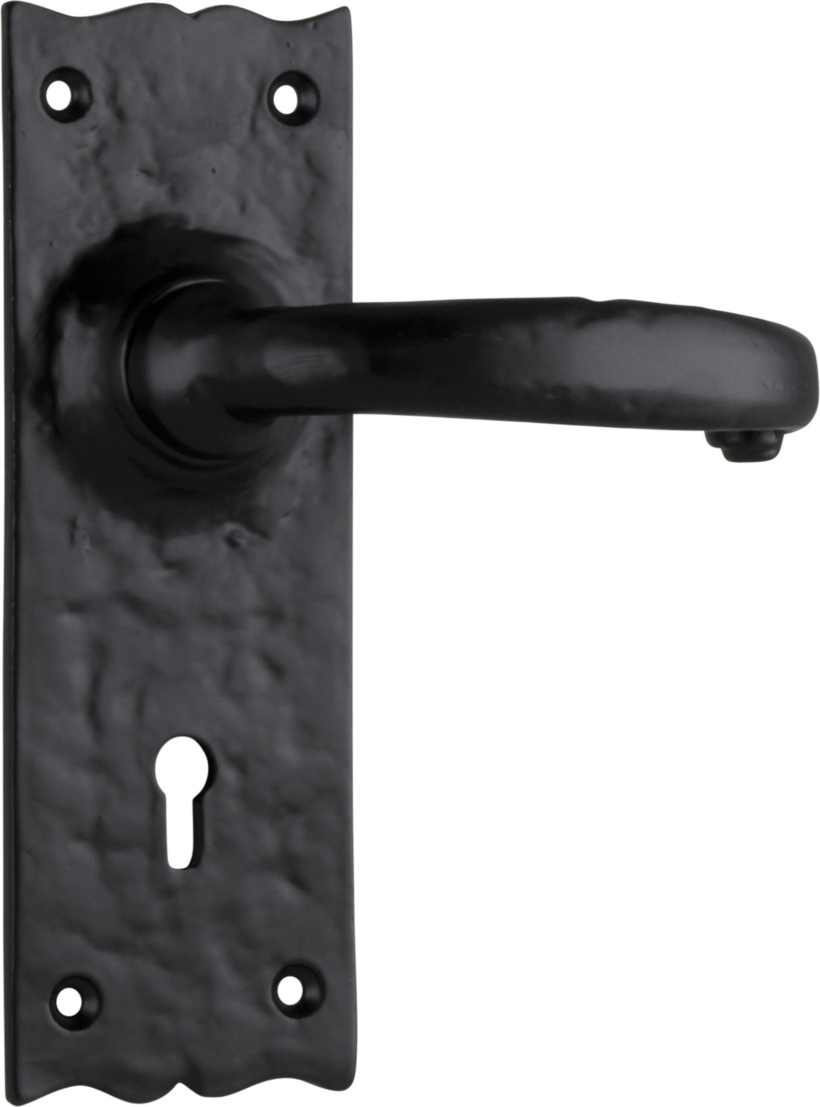 Gloucester Lever - Long Backplate Matt Black / Lock | Lock (Skeleton Key)