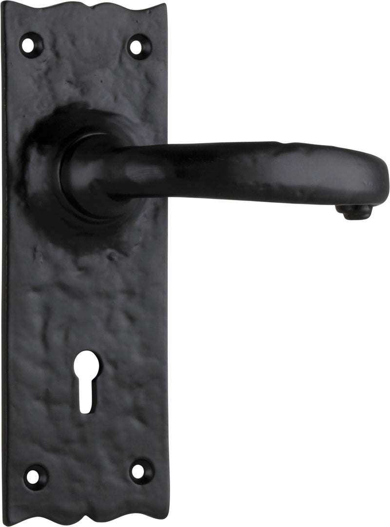 Gloucester Lever - Long Backplate Matt Black / Lock | Lock (Skeleton Key)
