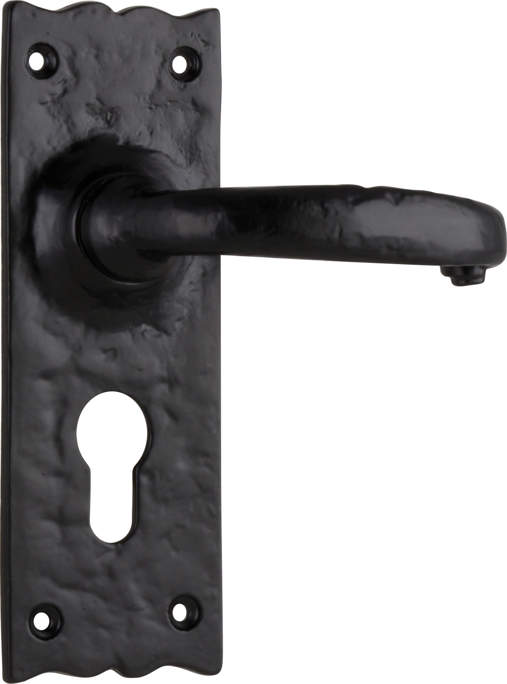 Gloucester Lever - Long Backplate Matt Black / Euro | Entrance