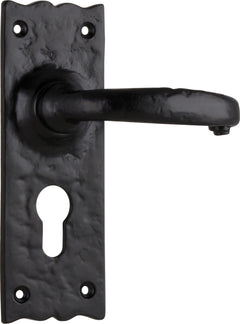 Gloucester Lever - Long Backplate Matt Black / Euro | Entrance