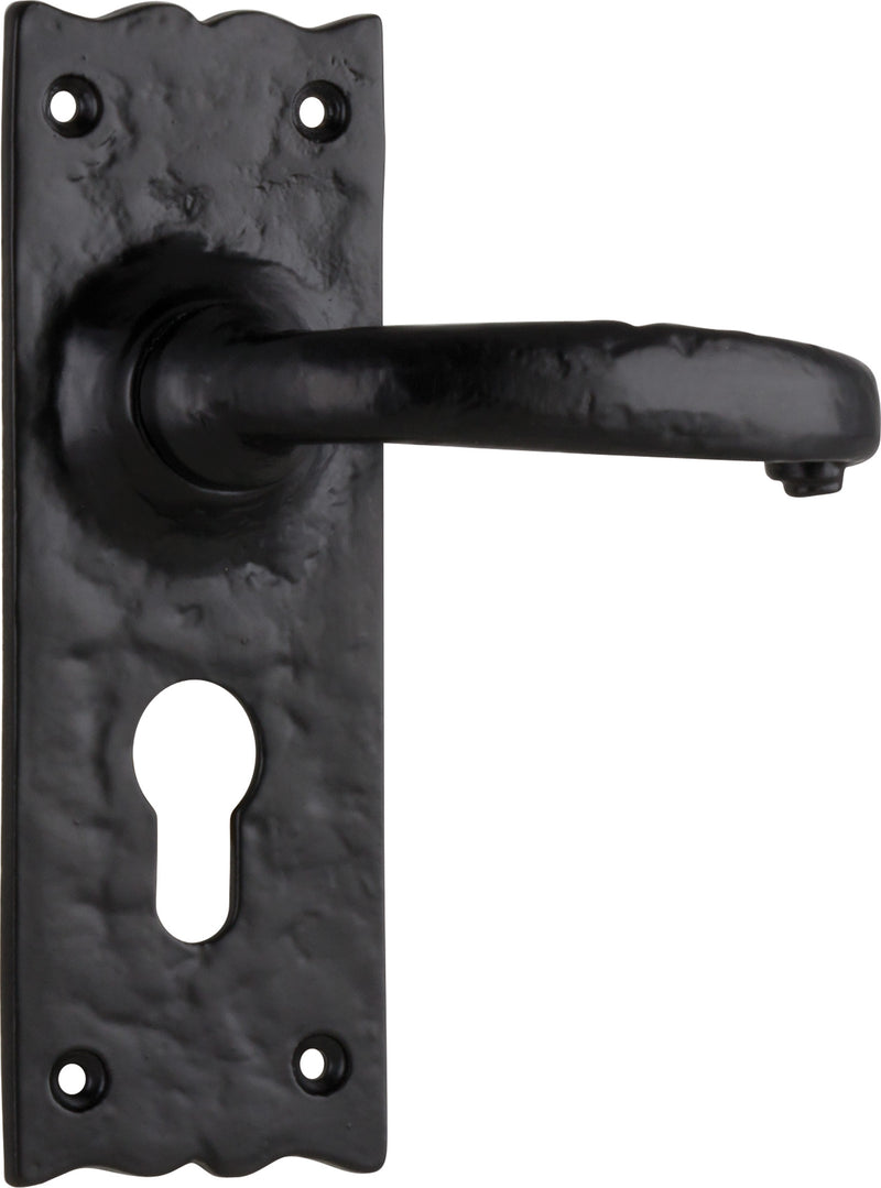 Gloucester Lever - Long Backplate Matt Black / Euro | Entrance