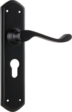 Windsor Lever - Long Backplate Matt Black / Euro | Entrance